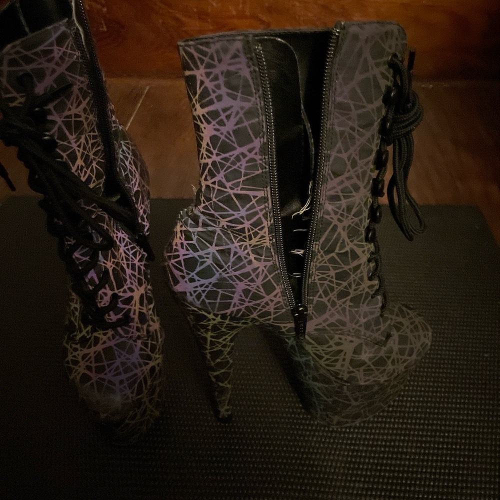 Pleaser Multicolor Lace-Up Boots, size 6